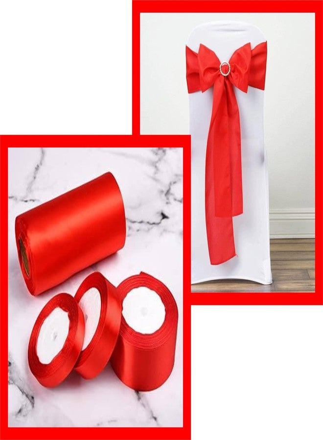 IMPRINT 5 inch Wide x 10 Meter Long Approx Red Satin Ribbon for Opening Cutting Ceremony, Wedding/Birthday Party Decoration, Gift Craft, Chair Sash, Table, Car Bows. Indoor/Outdoor use - Pack 1 pc - Image 5